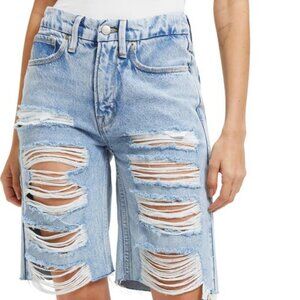 Good American Good 90's Extreme Rip High Waist Bermuda Shorts NWOT Size 24